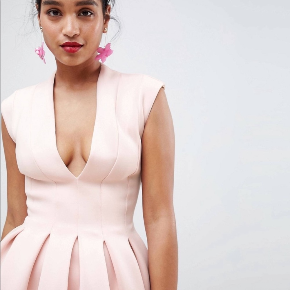 ASOS Mini Scuba Dress w/ Open Back Ballet Pink - Picture 4 of 15
